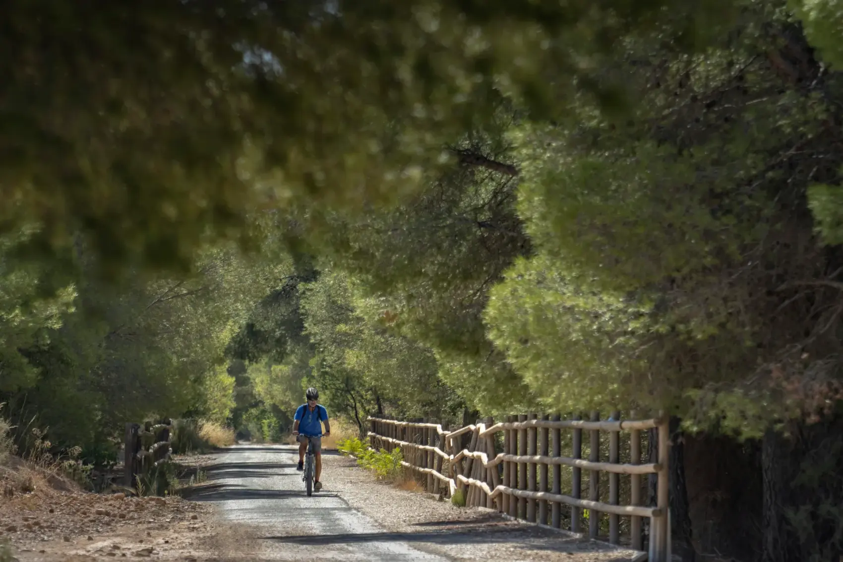 Viaducto de piedra de la Vía Verde del Noroeste salvando con sus arcadas los badlands del río Mula, en el trazado del antiguo ferrocarril Murcia-Caravaca